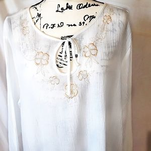 ISLANDER Sheer Crisp White Gauze Cover Up Tunic